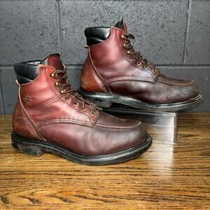 Vintage Red Wing 202 Moc Toe Work Boots 10.5 D Burgundy Leather Made In USA